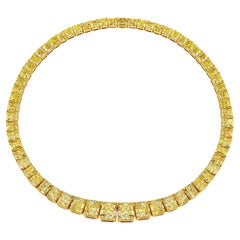 OUR LEGACY Collier de diamants rayonnants de 120 aCarat de couleur jaune fantaisie