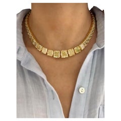 OUR LEGACY Collier de 100 carats de diamants rayonnants de couleur jaune fantaisie GIA