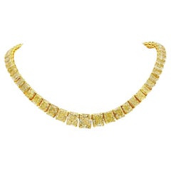 OUR LEGACY Collier de 100 carats de diamants rayonnants de couleur jaune fantaisie GIA
