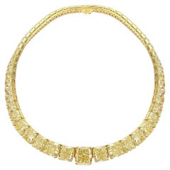 OUR LEGACY Collier de 90 carats de diamants rayonnants de couleur jaune fantaisie GIA