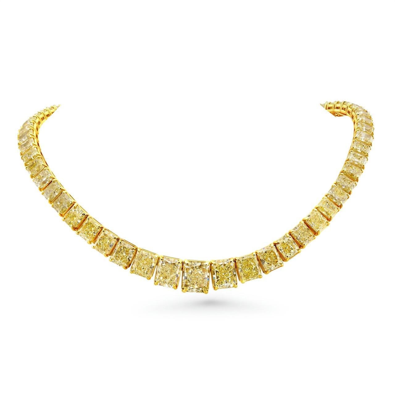 OUR LEGACY Collier de 80 carats de diamants rayonnants de couleur jaune fantaisie GIA Neuf - En vente à Mumbai, IN
