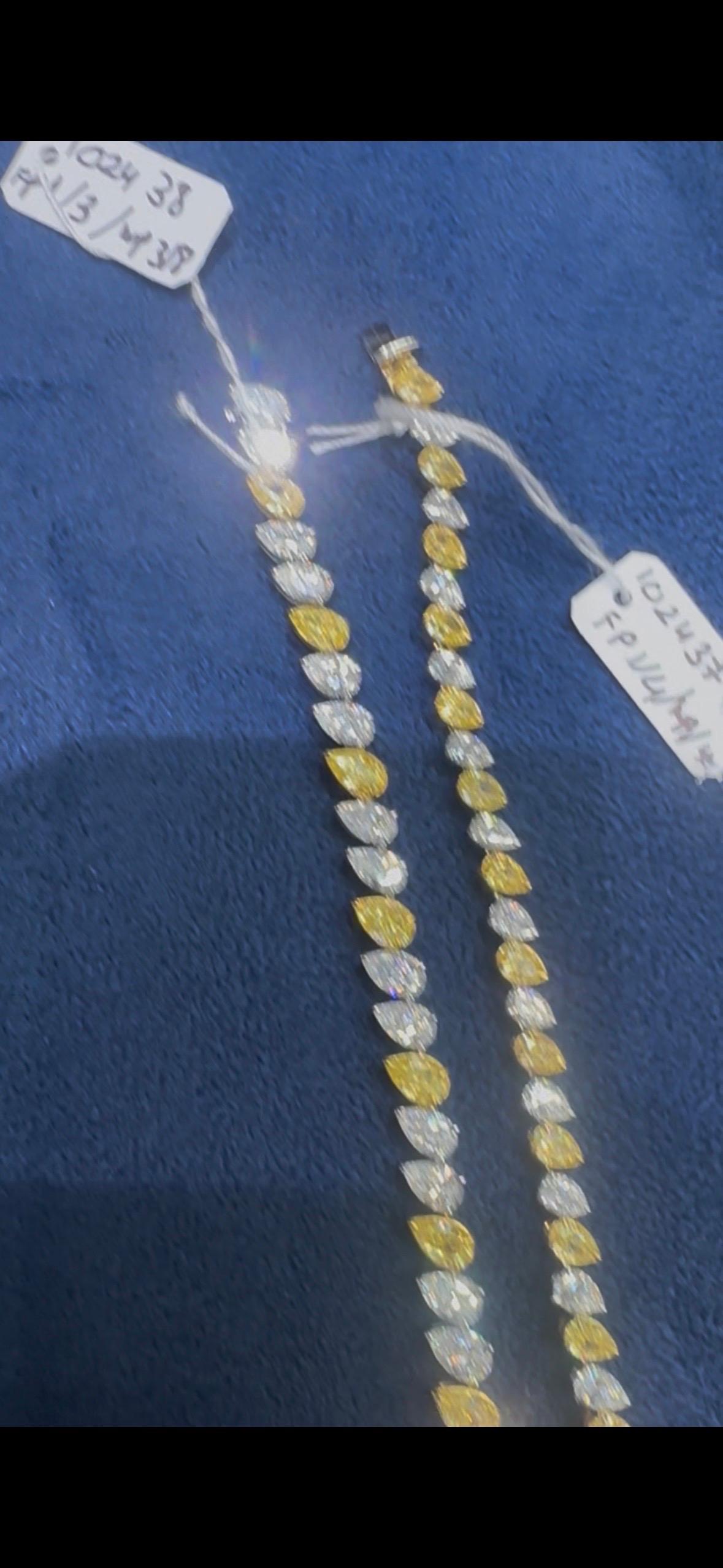 Apprécié Bracelet de diamants jaunes et blancs de 9,33 carats en vente 7