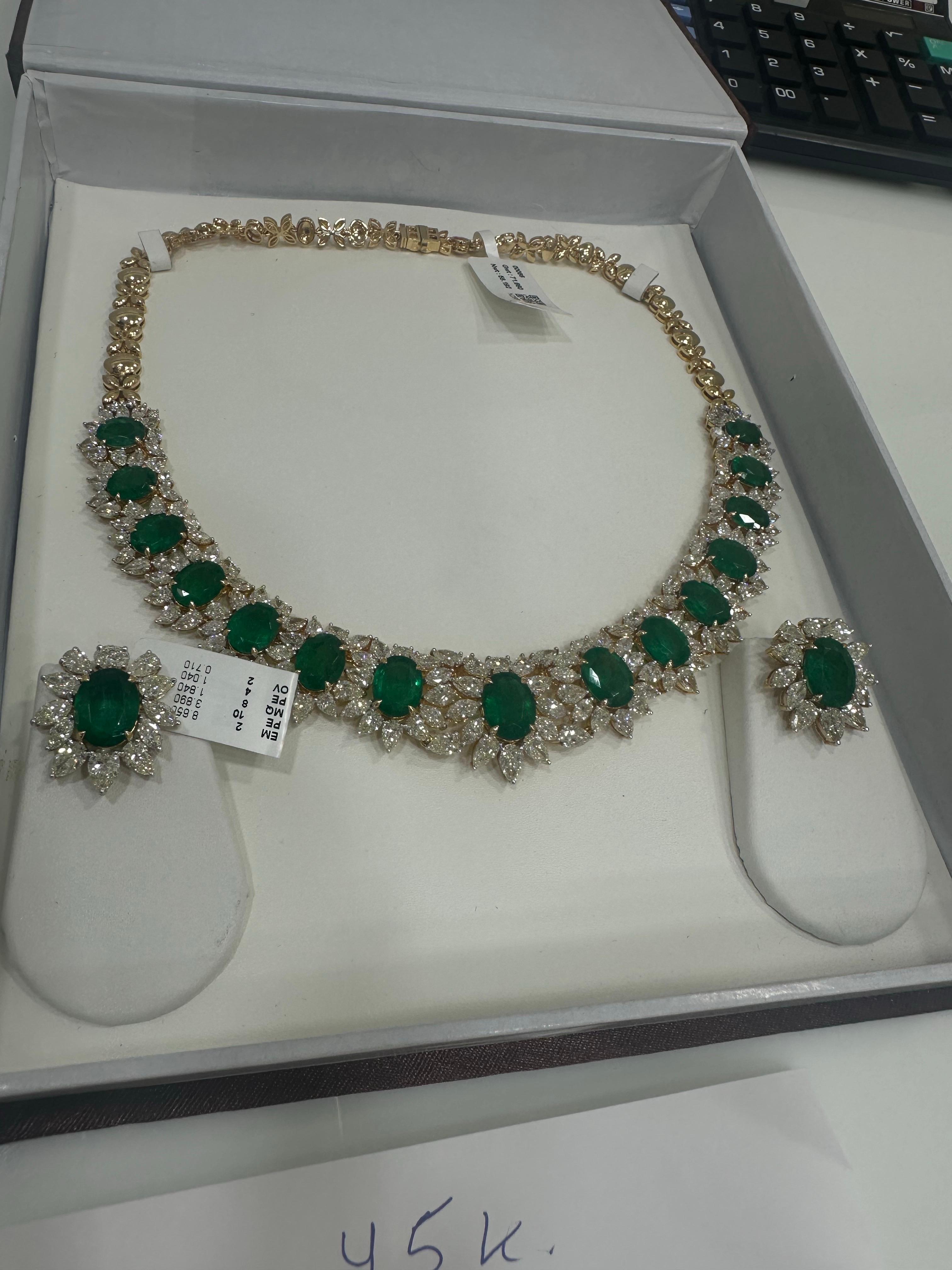 IGITL Certificado 250 quilates Antiguo Raro Collar Esmeralda Colombina Oro 22k 16