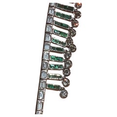 Bracelet en or blanc 18k diamant émeraude 10.62 carats de diamants et émeraude