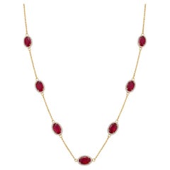 Collar de oro de 18 quilates con diamantes y rubíes de 15,85 quilates