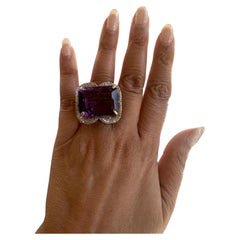 Diamond Amethyst Tsavorite Ring, Amethyst Cocktail ring, Tsavorite Ring, diamond