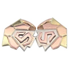 14 Karat Tri Color Gold "S" Cufflinks