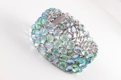 Robert Erich 52.35 Carat Aquamarine 65.13 Carat Tourmaline Diamond Bracelet