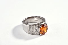 5.92 Carat Natural Yellow Sapphire & Diamond Ring in 18K White Gold with report