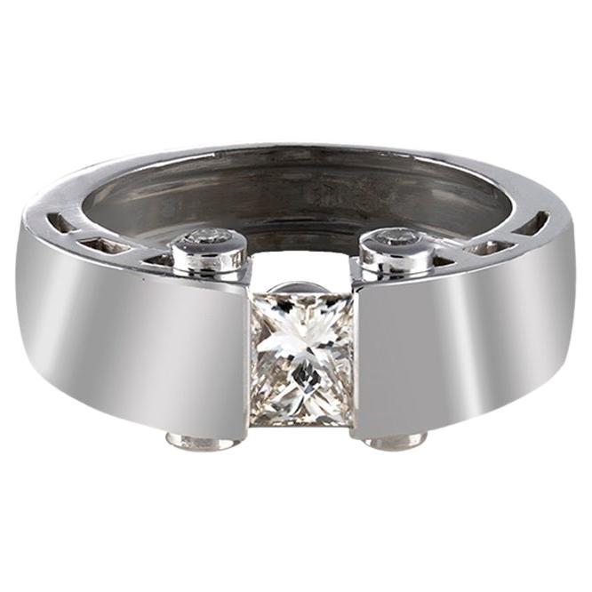 Anello con diamante in oro bianco