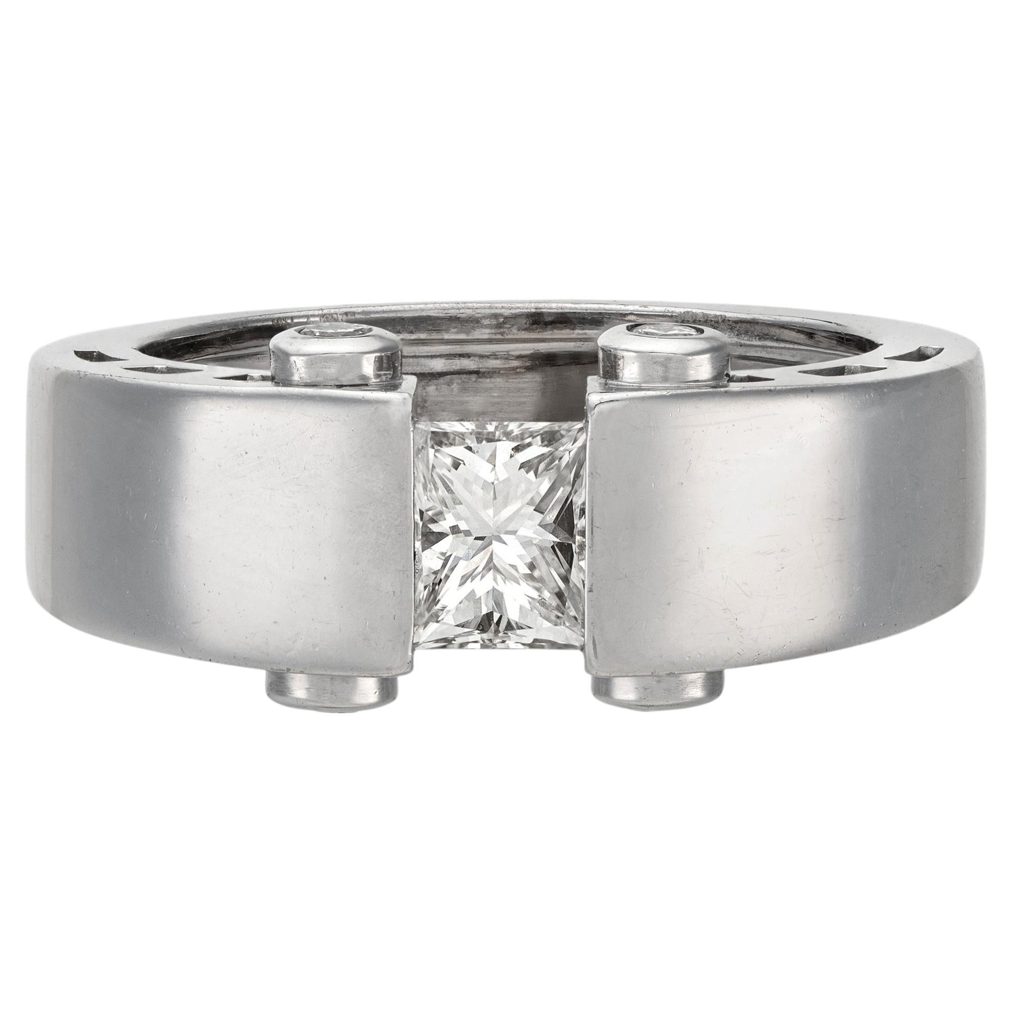 18kt White Gold Contemporary Diamond Ring with 0.50ct Center Stone
