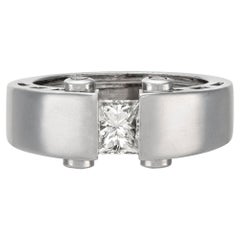 18kt White Gold Contemporary Diamond Ring with 0.50ct Center Stone