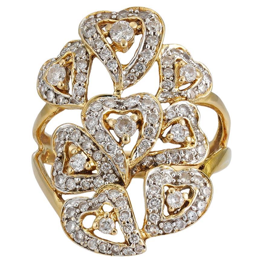 Bague en or jaune avec diamant Brilliante 1,26 ct en vente