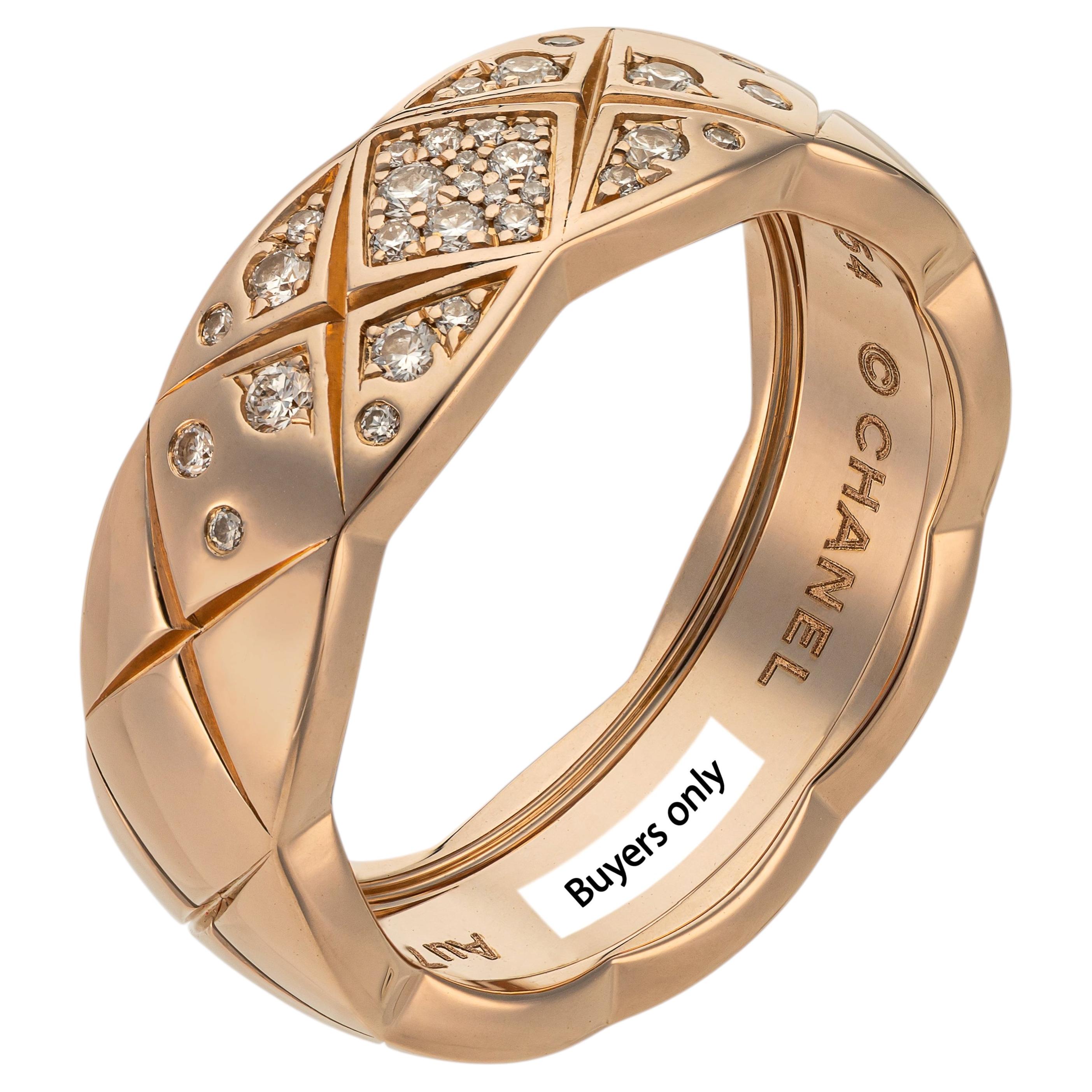Chanel Coco Crush Diamant-Ring mit gestepptem Motiv in Roségold