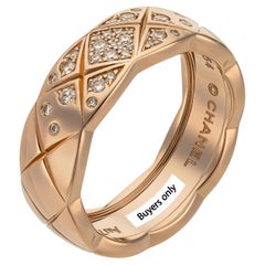 Chanel Coco Crush Diamond 18 kt Rose Gold Quilted Motif Ring
