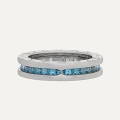 Bulgari B.zero1 Blue Topaz 18 kt White Gold Ring with Box