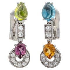 Bulgari Allegra Citrine Topaz Peridot Amethyst Diamond White Gold Earrings