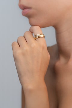 Yellow and White Gold Contemporary Ring with Diamonds