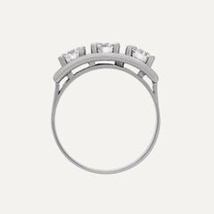 Contemporary Platinum Three Stone Brilliant Cut Diamond Ring