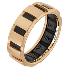 Bague Chaumet Class One en or jaune 18 carats avec bande géométrique en caoutchouc noir