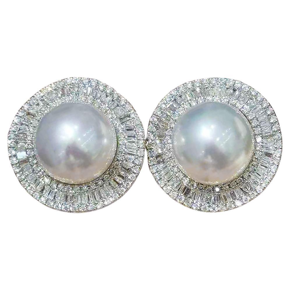 【Crown Radiance】Radiant Halo Aurora South Sea Pearl Diamond Earrings