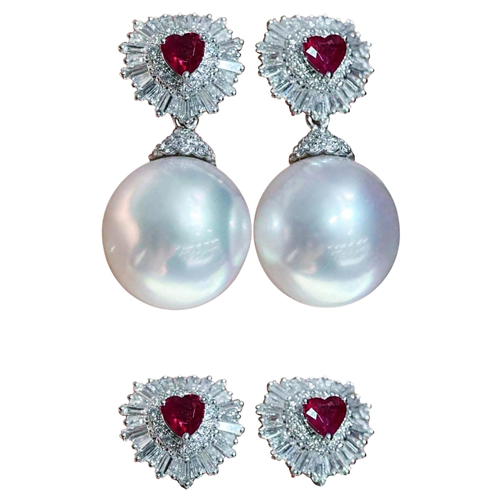【Crown Radiance】Crown of Heart Aurora Südseeperlen Cabrio-Ohrringe im Angebot