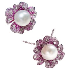 【Sinfonia di vite】Ciondolo anello Royale Bloom con perle dei mari del sud e zaffiri