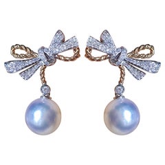 Orecchini a goccia con perle Akoya Grace in oro bianco e rosa 18K