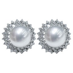 【Crown Radiance】Regal Halo Aurora South Sea Pearl Diamond Stud Earrings