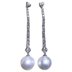 【Sculpture géométrique】Boucles d'oreilles en forme de cœur Aurora, perles de mer du Sud et diamants