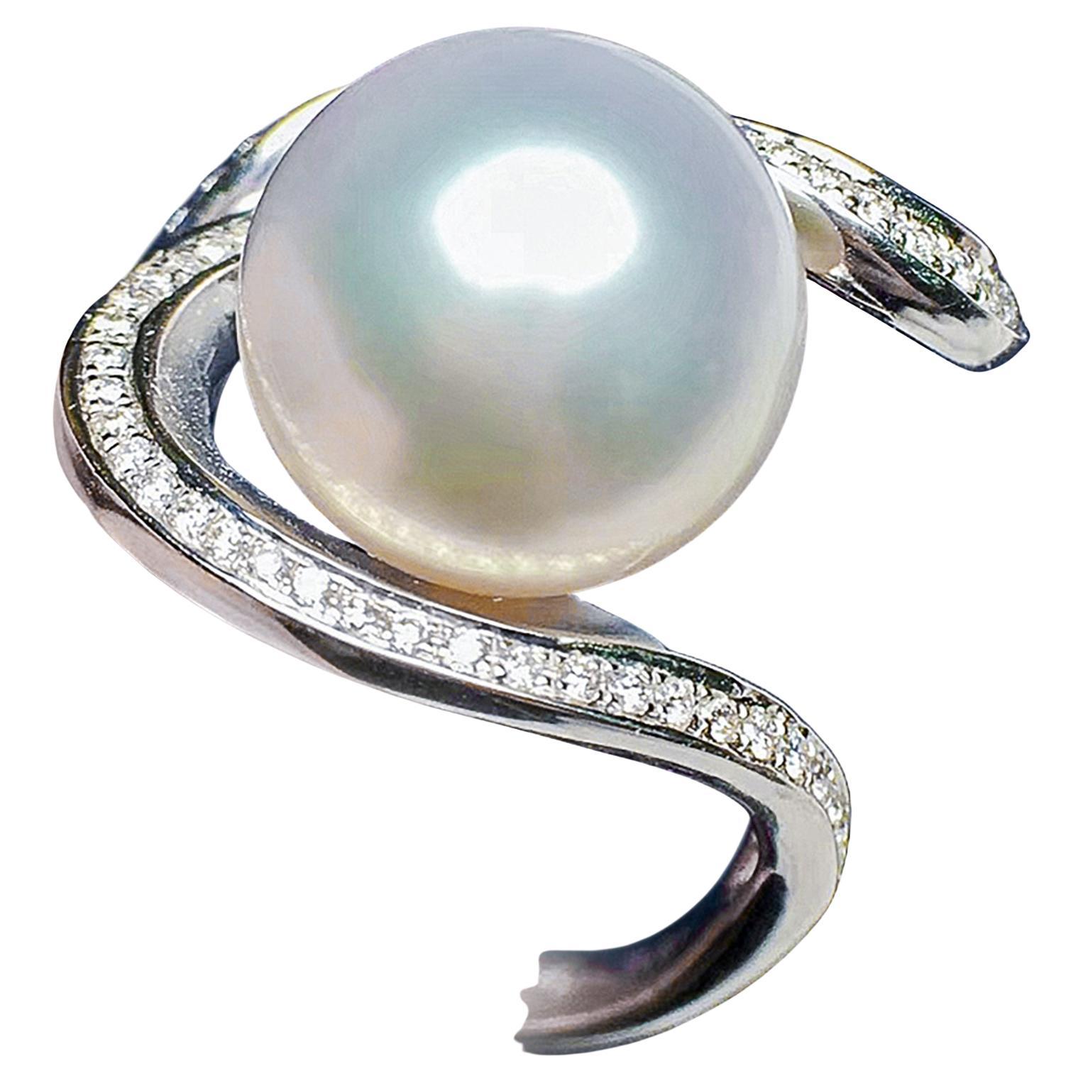 【Sculpted Geometry】Celestial Orbit Aurora South Sea Pearl Ring (bague en perles des mers du Sud)