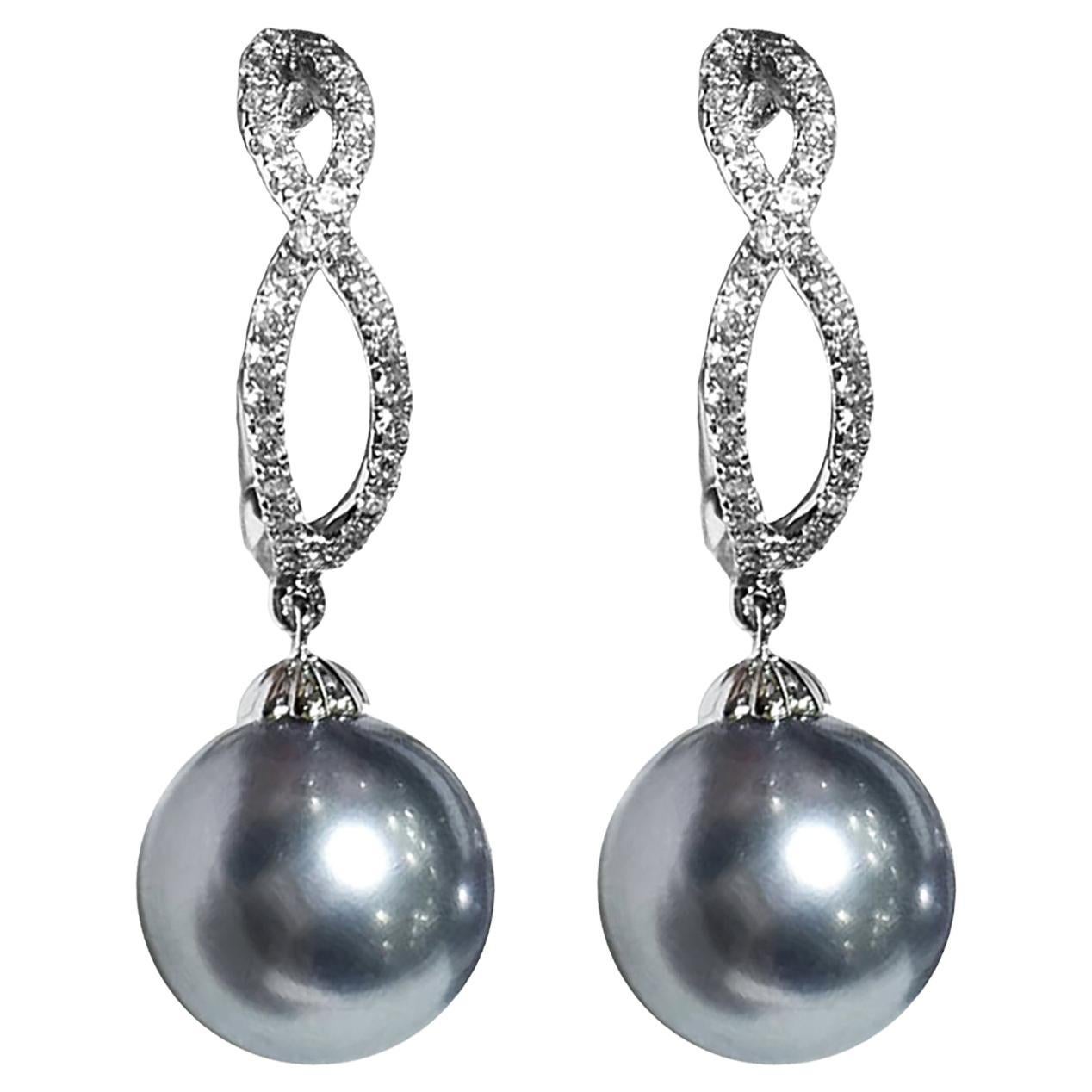 【Geometria scolpita】 Orecchini di gala con perle tahitiane Infinity AAAA