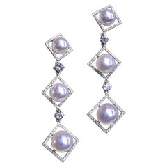 【Geometria scolpita】Ocean Prism Aurora Akoya Pearl
Aquamarine Drop Earrings