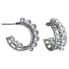 【Sculpted Geometry】Baby Akoya Architectural Hoop Earrings