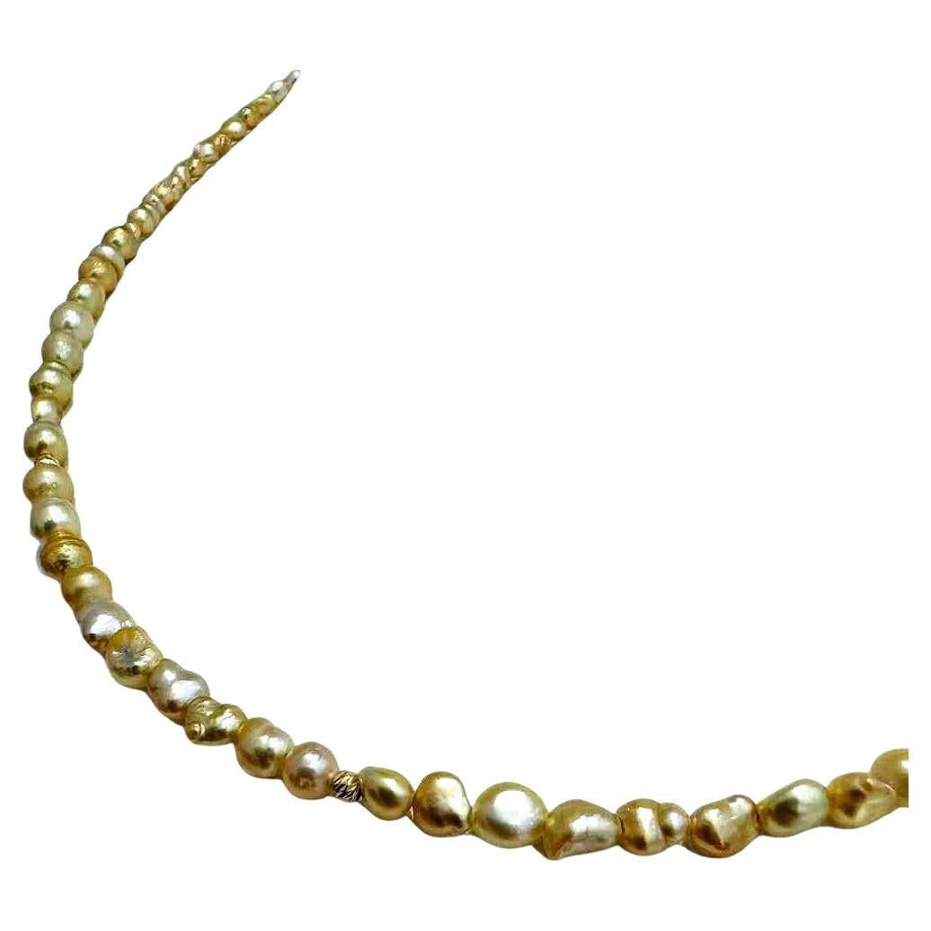 Firma Piccola】 Collana di perle Golden Drift South Sea Keshi in vendita
