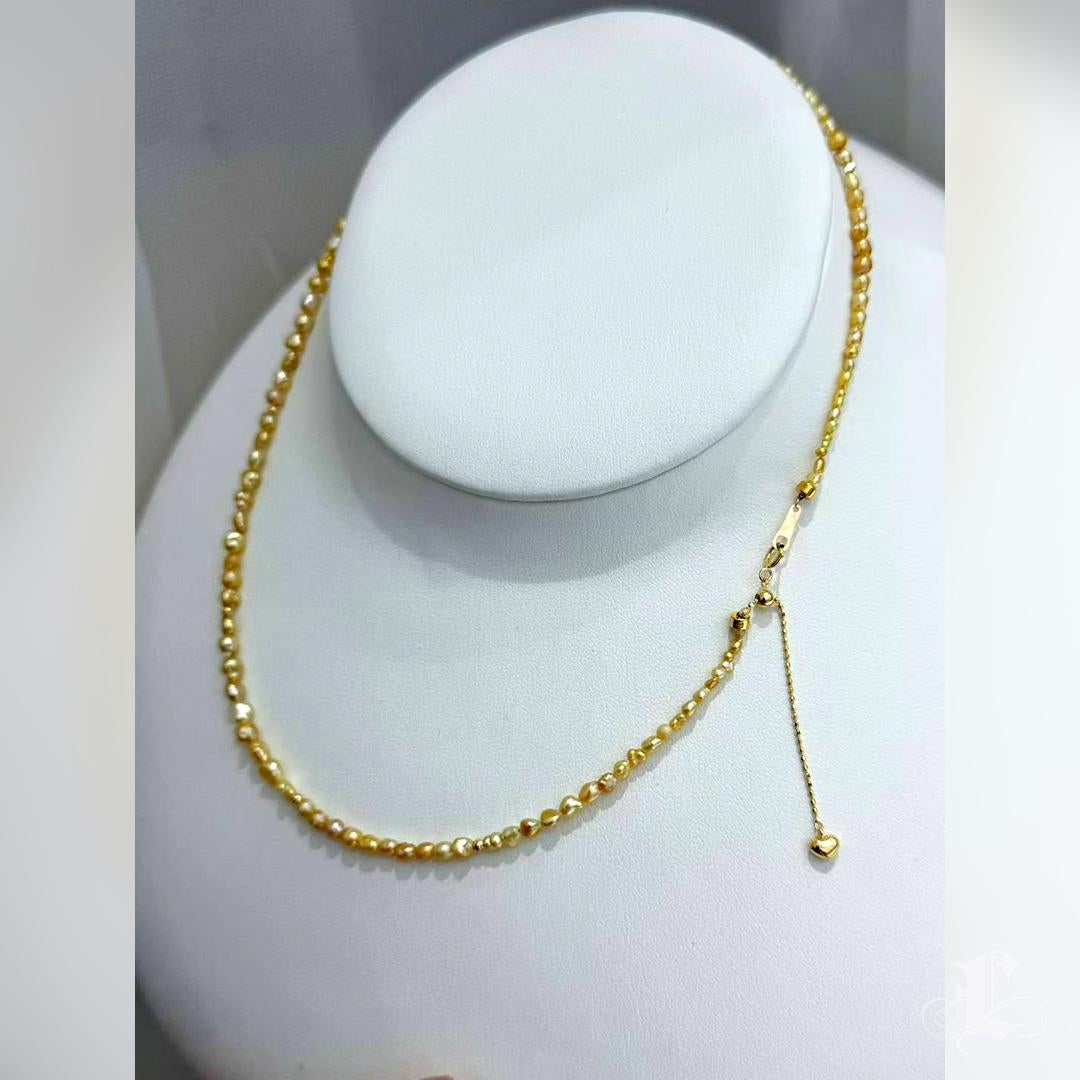 Firma Piccola】 Collana di perle Golden Drift South Sea Keshi in vendita 2