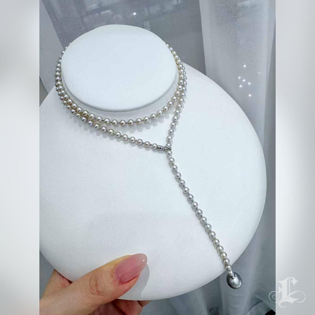 Donna Geometria Silenziosa Collana convertibile con perle Akoya e perle di Tahiti in vendita