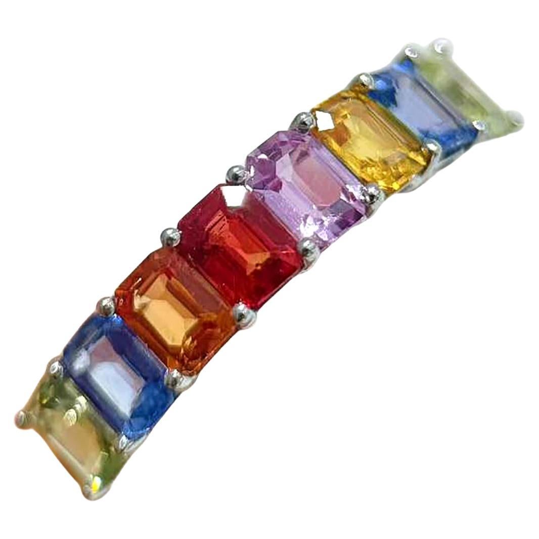 【Petite Signature】Rainbow Luck - Mehrfarbiger Saphir Ring in PT900