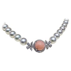 【Conchéa】5.85ct Conch Pearl & Aurora Akoya Pearl Diamond Necklace