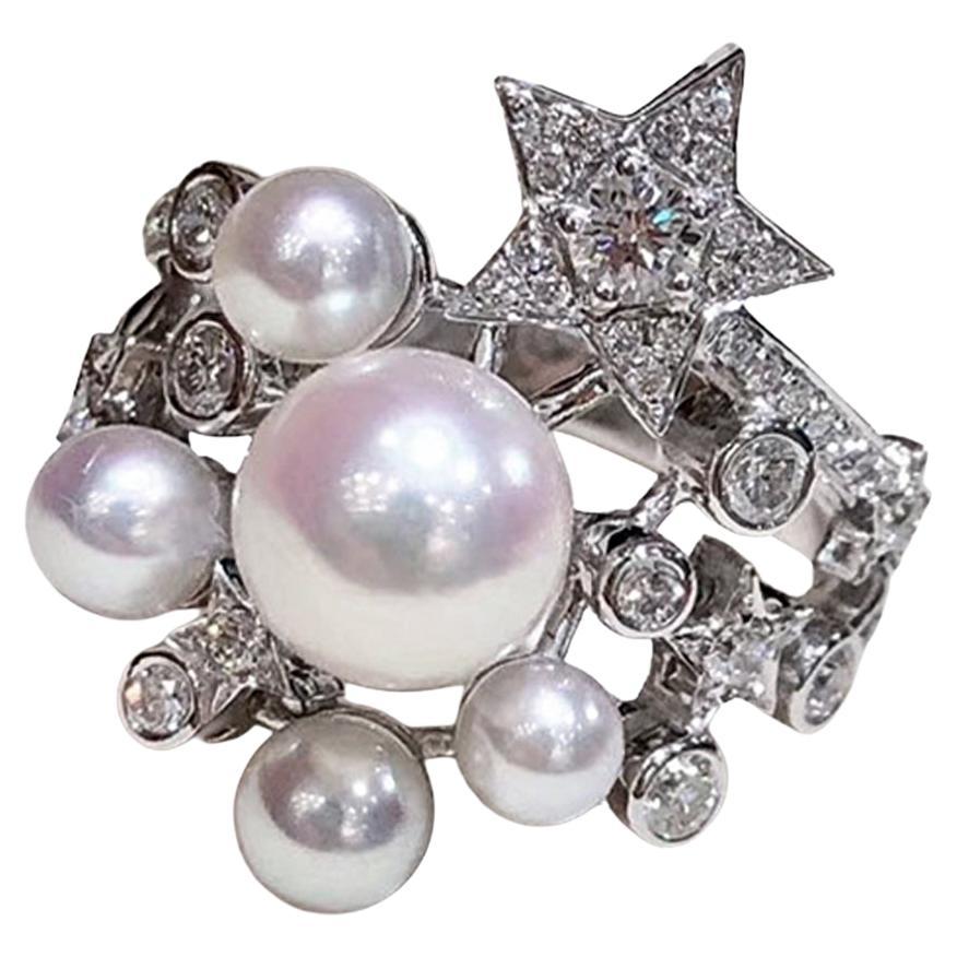 Crown Radiance】Starlight Akoya Perle
Diamant Ring