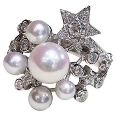 Anello con Perle Akoya e Diamanti