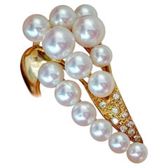 【Lustre Arc】Pearl Ascent Akoya Pearl Diamond Ring in 18K Gold