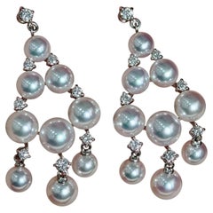 【Lustre Arc】Celestial Cascade Akoya Pearl Diamond Drop Earrings
