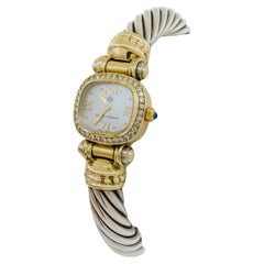 David Yurman Two-Tone Bangle Watch with Diamond Bezel