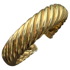 David Yurman 18k Gold Sculpted Cable Cuff Bracelet 15mm 6.25" 55.2g