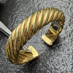David Yurman Armreif aus 18-karätigem Gold mit strukturiertem Kabelmuster, 15 mm, 6,25", 55,2 g
