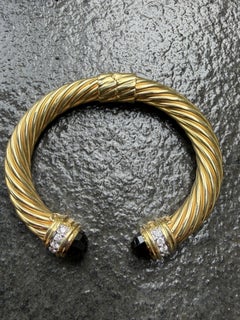 David Yurman 10-mm-Kabelarmband aus 18-karätigem Gelbgold mit Rauchquarz und Diamanten, 50,6