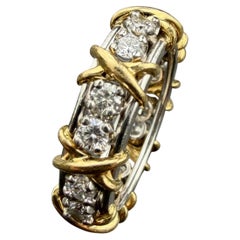 Tiffany & Co. 16 Sixteen Stone Diamond Eternity Band Ring 18k Gold Platinum sz 7