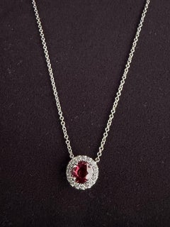 Tiffany & Co. Ruby Diamond Soleste Pendant Necklace Platinum 16" Chain Box