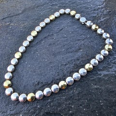 Lagos Caviar 18k Gold Sterling Silver Disc Necklace Chain 17.5" 74.8g